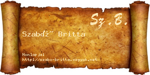 Szabó Britta névjegykártya